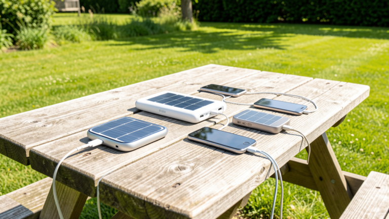 Solar phone chargers and portable solar panels for charging devices outdoors