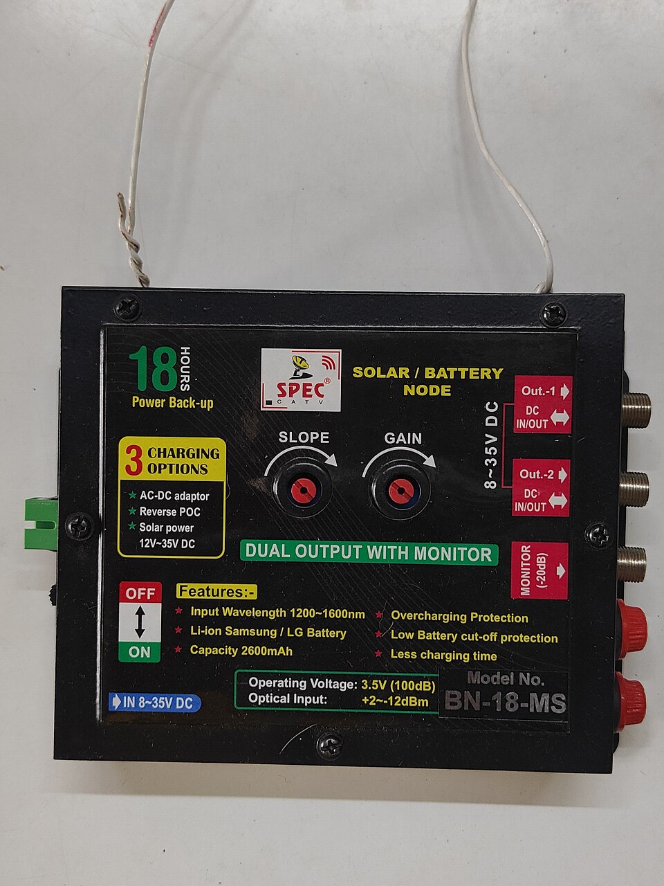 Solar charge controller example installed with solar battery system