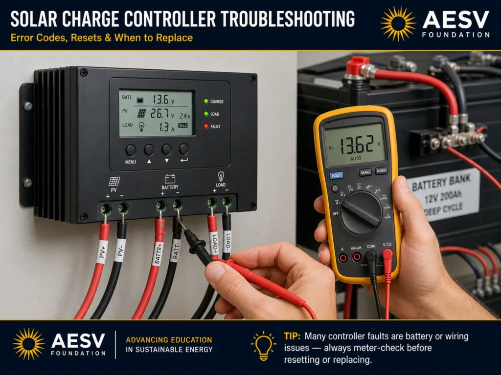 Solar Charge Controller Troubleshooting: Error Codes, Resets & When to Replace