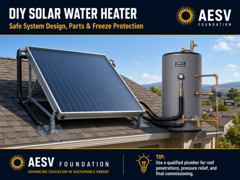 Glazed solar thermal collector connected to insulated domestic hot-water storage tank